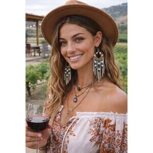 Boho Festival Chandelier Earrings – Statement Fringe Drop
